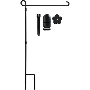 Garden Flag Holder Stand,  Yard Flag Holder Weather-Proof Metal -Coated Flagpole with Clip and Stopper for Christmas Garden Flag, Outdoor Garden Decor Decoration
