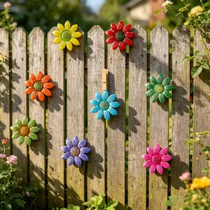 8pcs Vintage Iron Flower Wall Art Set, Multicolor 3D Metal Sculpture, Easy to Hang, Perfect for Home Garden Wedding Decorations