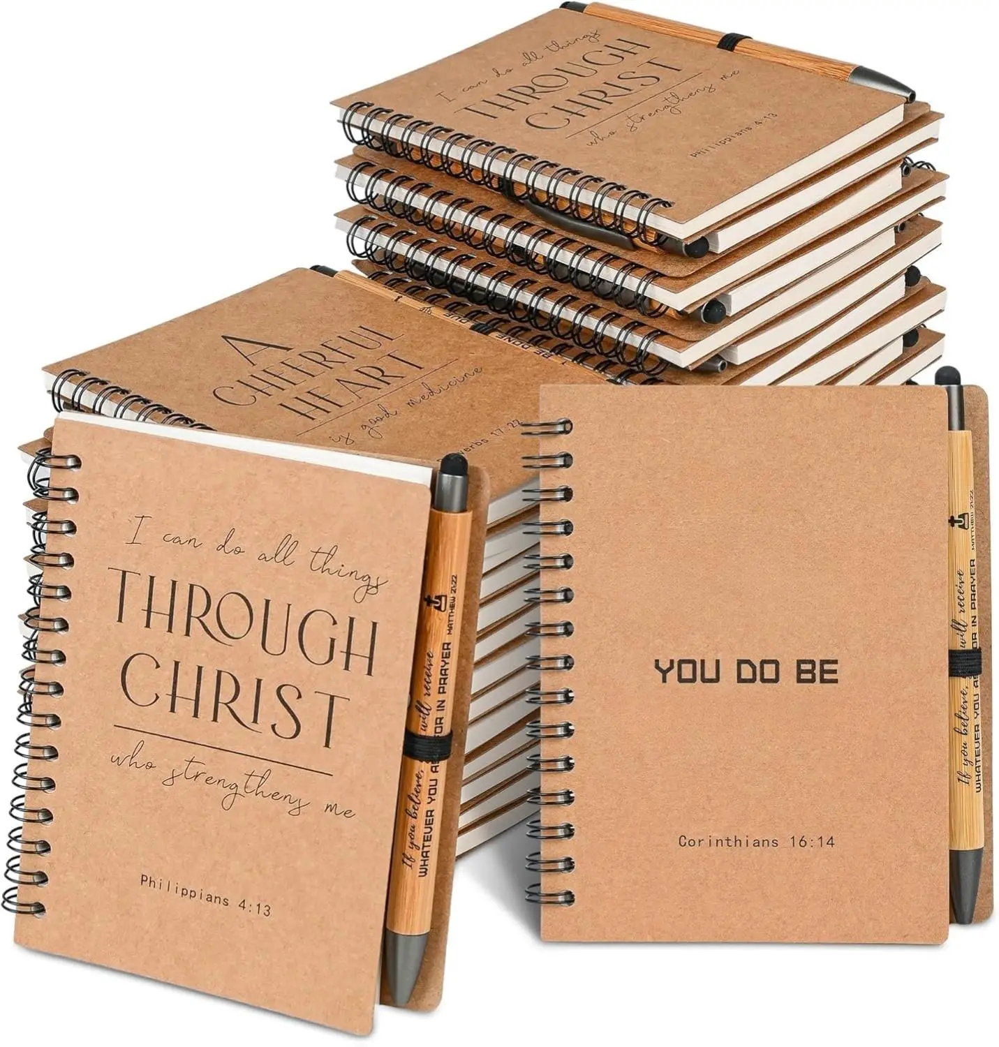 10 Sets of Christian Spiral Notebooks Bulk Prayer Journals with Pens Small Notepad (5.43”x4.33”) - inspirational Gifts for Church Members, Bible Study Groups & Church Families