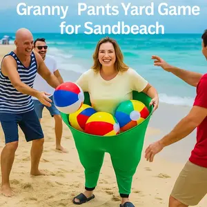 Grandma Yard Catch Ball Game Pants, Super Stretchy, Includes 4/8 Three-Color Balls, Funny Interactive Catch Game for Multi-Person Fun