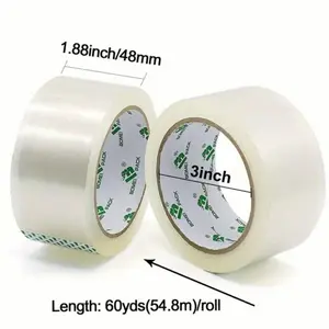 Heavy Duty Transparent Packing Tape with Dispenser - 6Rolls, Total 360Y, 2.4 mil, 1.88 inch x 60 Yards, Clear Packaging Tape Refills for Shipping, Mailing, Moving & Storage.