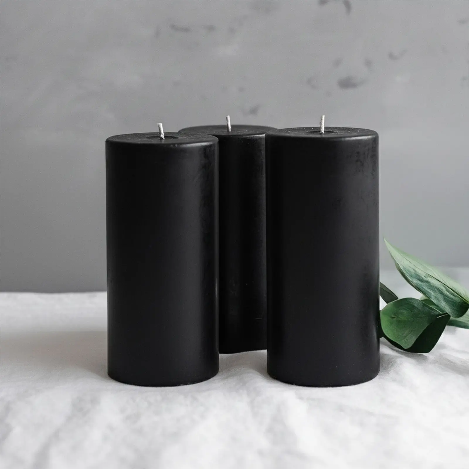 6-Pack Unscented Pillar Candles for Home Decoration, Restaurants - 3"x6" Black Paraffin Wax, Smokeless Cotton Wicks, Dripless, 60-Hour Long-Lasting Clean Burn, 6-Piece Home Decor Supplies, Unscented Candles