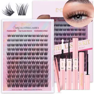 EMEDA Natural Cluster Lashes Kit - 120 Pcs Eyelash Clusters DIY Cluster Eyelash Extensions D Curl Individual Lashes Wispy Look Lashes Clusters with Band&Seal, Remover, Applicator (SNR28-D-Mix-8-21mm )