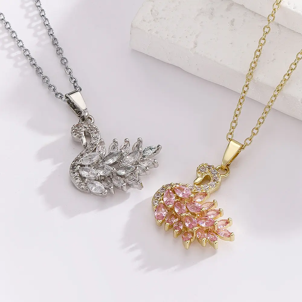 Zircon Swan Pendant Necklace, Hot-Selling New Daily Wear Necklace for Women, Long Bird-Animal Shape Costume Jewelry Accessory, Necklaces For Women