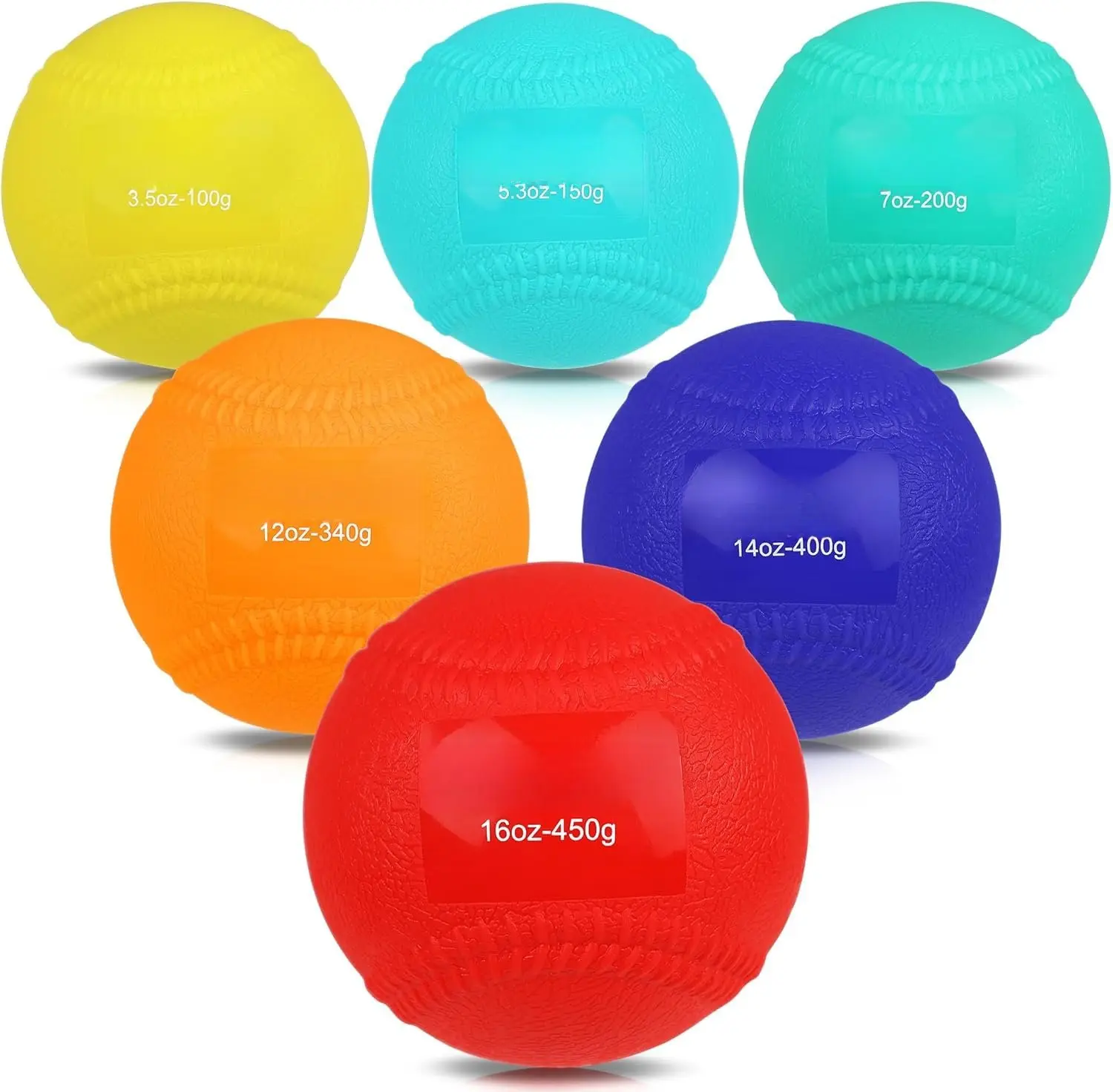 6 Pack Weighted Plyo Balls Set (3.5-16 oz) for Baseballs, Yoga & Sand Training - Improve Power, Pitching, Hitting - All Skill Levels, Plyometrics, Fitness