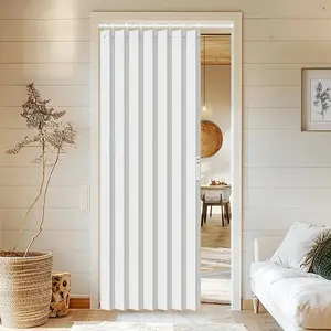 Accordion Door Curtains for Closet, Laundry Room Curtain for Doorway, Hallway Curtain for Space , 1 Panel with Tieback, W39 x L78, Stone White