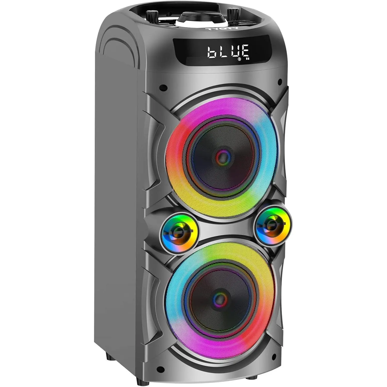 100W Portable Wood Bluetooth Speaker, 10800mAh Rechargeable Battery, 6-12H Playtime, 20kHz Frequency, TWS Pairing, Loud Stereo Sound, Deep Bass Subwoofer, LED Light, TF/AUX/USB, Control Panel, 17.1x7.1x8.2in for Camping, Home Karaoke Use, Portable Speaker