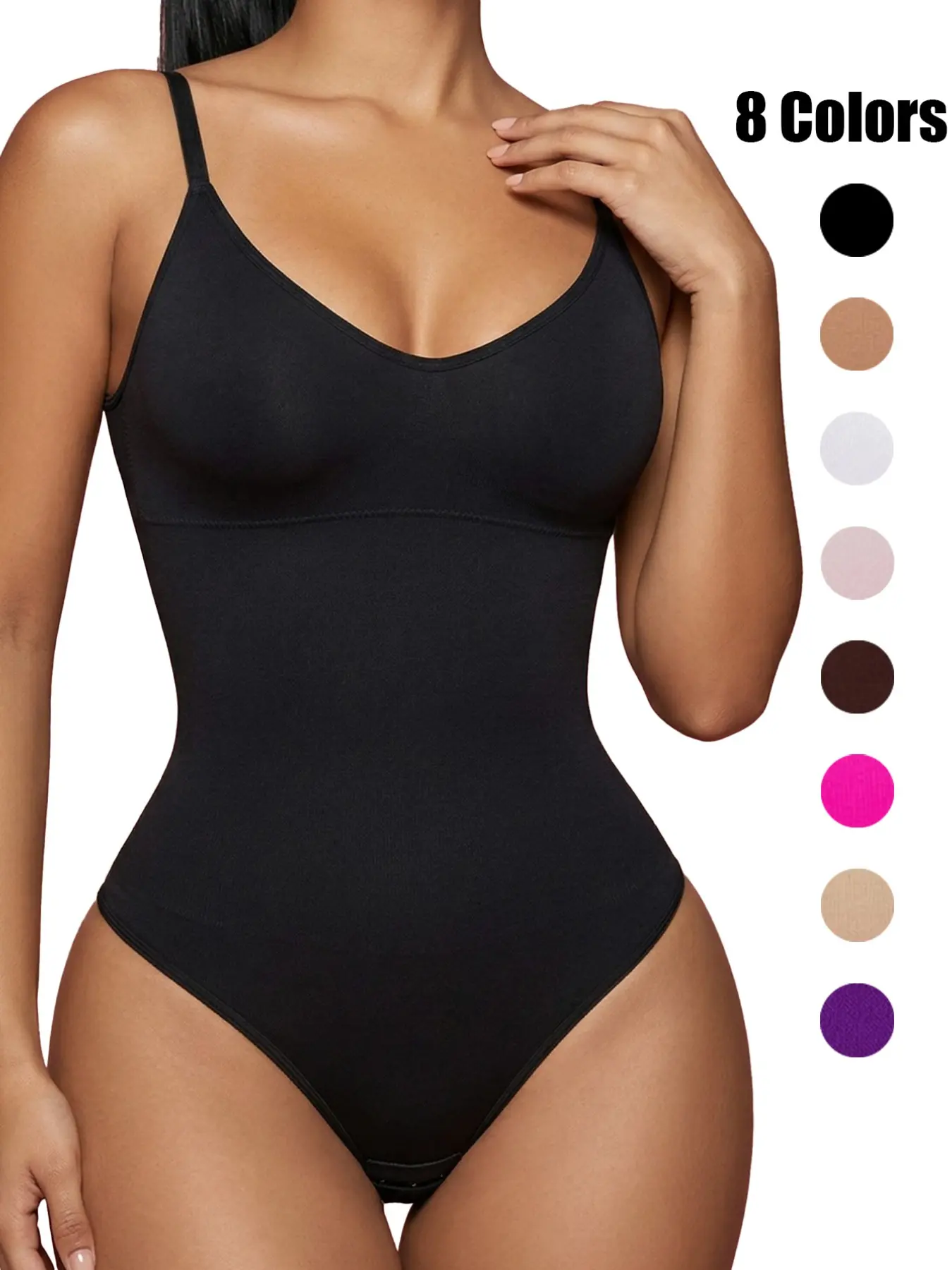 Women's Casual Comfy Shaper Striped Backless Spaghetti Strap Jumpsuit, Medium Stretch Tight Fit Curve Hugging Compression Bodysuit, Everyday Wear Shapewear, Comfortable body shaping underwear Shapewear Underwear All Seasons