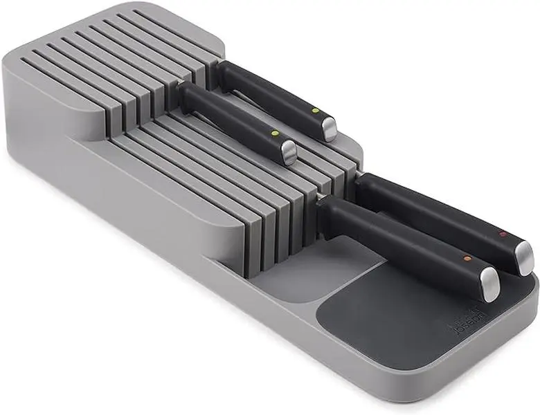DrawerStore Knife Organizer, holds up to 9 knives, Kitchen Organization & Drawer Storage – Compact, Grey