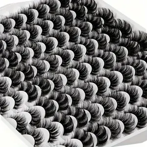 Fluffy False Eyelashes, 48 Pairs Faux Cluster Lashes, Natural Curling Eye Makeup Strip Lashes, Full Volume Eyelash for Girls Eye Makeup Enhancement, Eyelash Set