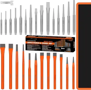 28- Heavy Duty Punch and Chisel Set, Including Taper, Cold Chisels, Pin, Center Punch