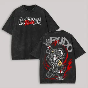 Gachiakuta Rudo Printed Unisex Round Neck Distressed Washed Fitted Short-Sleeve Tshirt, Men's Vintage Casual Sports Festive Top 131
