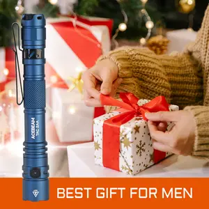 ACEBEAM TAC 2AA Rechargeable Flashlight with EDC and Tactical Dual Modes , 1470 High Lumens Penlight, Dual Switch Pocket LED Flashlight, Super Bright but Small for Emergency, Camping, Home