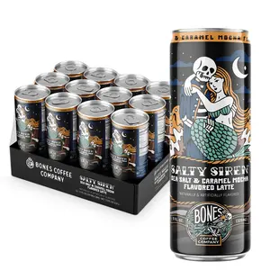 Bones Coffee Company | Salty Siren Cold Brew Latte Salted Caramel Mocha 12 Pack Ready to Drink