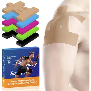 Kinesiology Tape for Shoulder Precut, 12 PCS Shoulder Tape for Pain Relief, KTQUICK Original Cotton Waterproof & Breathable, Enhance Elastic Sports Tape for Pain Support and Muscle Sports, Beige