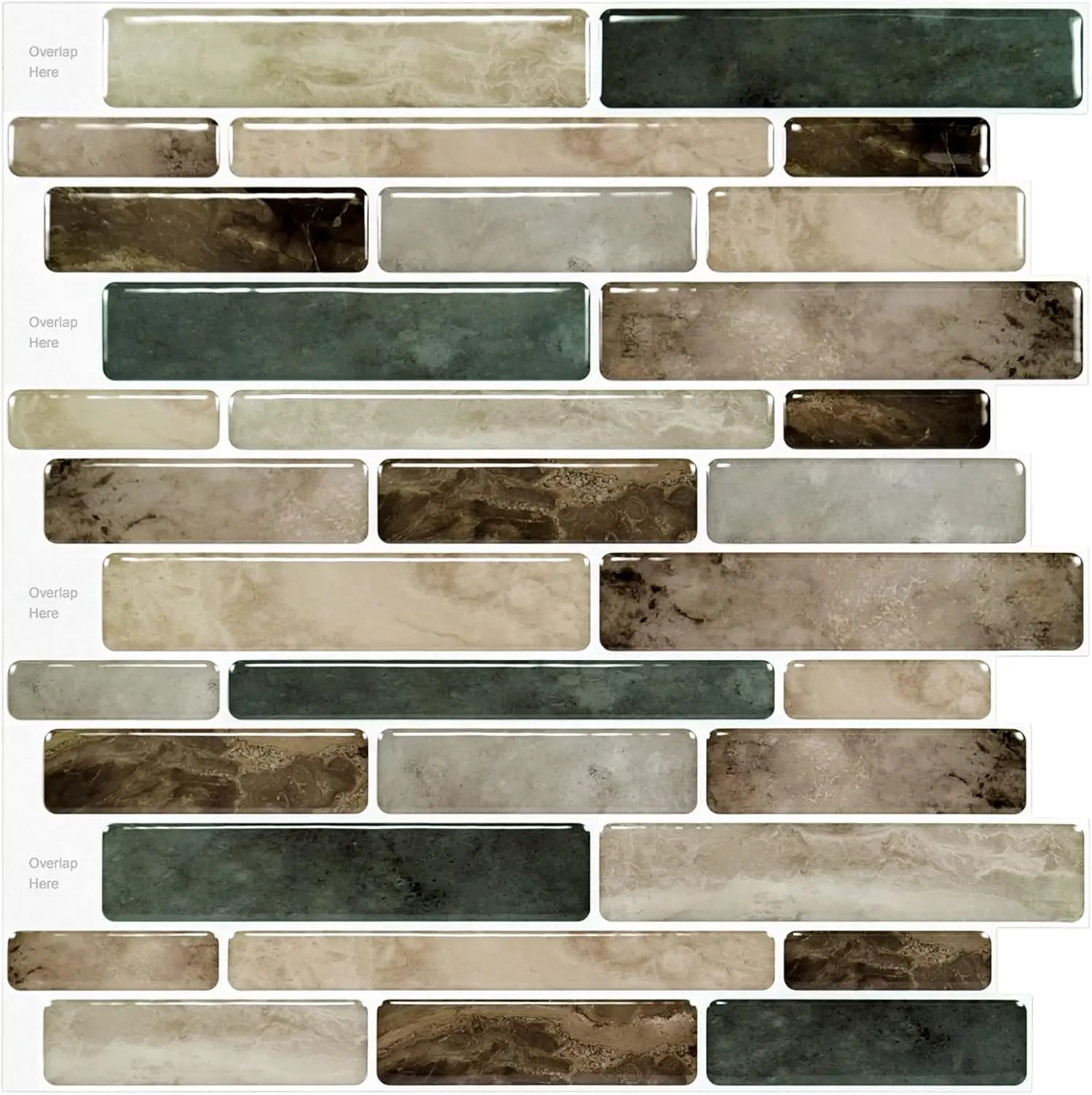 10-Sheet Dark Brown Peel and Stick Kitchen Backsplash Tile - 11.5" x 11.5", Cut and Trimmed for Custom Shapes, Self-Adhesive Wall Tile for Bathroom (Home Improvement Wall Trim), Extensive Use