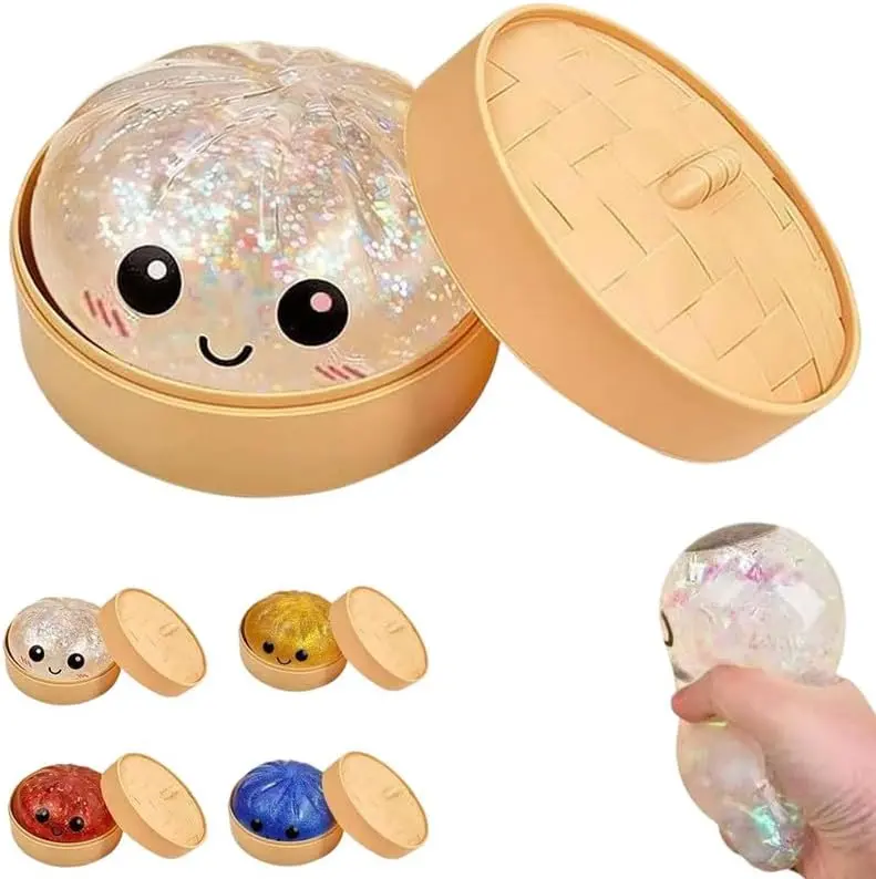 Dumpling Squishy, Slow Rising Squishy Toys, Simulation Steam Basket Bao Bun, Cute Sensory Squishies for Stress Relief for Kids Adults, Office Desk Anxiety