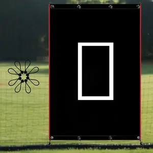 Baseball/Softball Backstop with Strike Zone Black Vinyl Batting Cage Backdrop and Net Saver Durable Facility Backstops for Pitching Outdoors