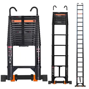 Telescoping Ladder, 23ft/20.3ft Aluminum Lightweight Extension Ladder with Triangle Stabilizers, Heavy Duty 330lbs Max Capacity, Multi-Purpose Collapsible Ladder for RV or Outdoor Work