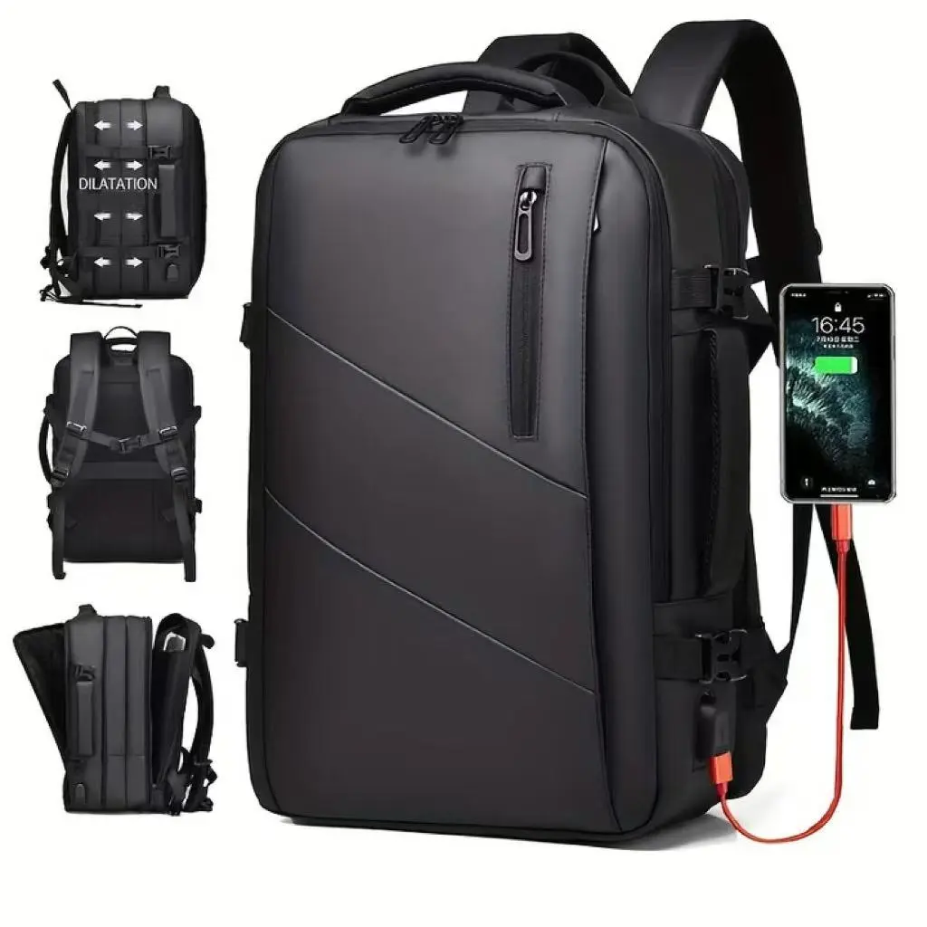 MSBAG Large Travel Backpack for Men & Women 35L- TSA - Approved Carry On Backpack with USB Charging Cable, 15.6” Laptop Compartment -for Hiking, Business, Work-commuting, College, Weekender Backpacking