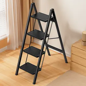 Foldable Aluminum Stepladder, Multi functional Ladder, 2/3/4 Tiers, 150kg Load Capacity, Home & Office & Warehourse Use, Minimalist Style