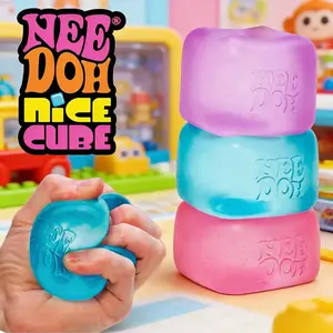 NeeDoh Nice Cube - Satisfying Cube Squeeze Toy - Soft Squeeze Toy in Assorted Colors - Fun for Ages 3 and Up Soft Squishy, Cute Anxiety Relief Fidget Toy, with Jelly Squish,Soft Squeeze Decompression Dumplings for Adults