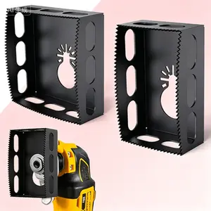 Stainless Steel Drywall Outlet Cutter, Square Hole Cutting Tool for Oscillating Multi-Tool, Fits Most Oscillating Tools for Cut-in Single Gang Wall Boxes, Reusable Electrical Box Cutter for Drywall, Sheetrock, Plywood, 2 Pack, Black