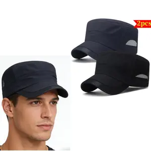 2-pack men's quick-drying caps, unisex, sun protection, thin, breathable mesh flat top caps, outdoor baseball caps.