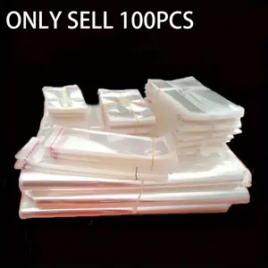 100pcs Self-Adhesive Transparent Plastic Bags, Hair Clips, Storage Bags, Sock Packaging Bags, Birthday Party Gift Bags