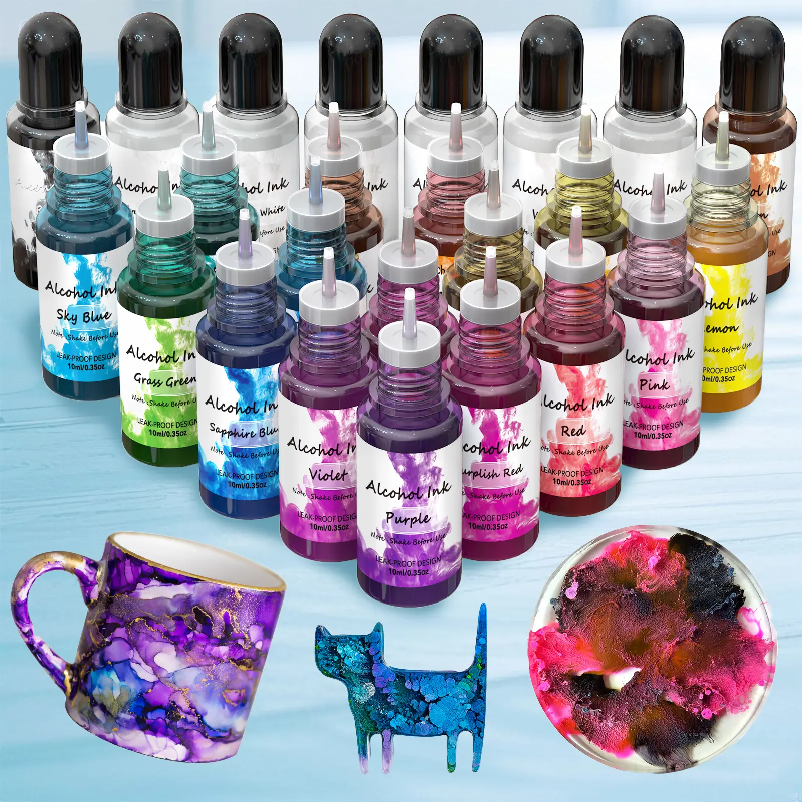 JANCHUN 12/24 vibrant colors Alcohol ink - high concentrated alcohol concentrated liquid epoxy resin dyes highly concentrated resin dyes for DIY jewelry making resin painting resin art crafts making Multi Functional Pigment