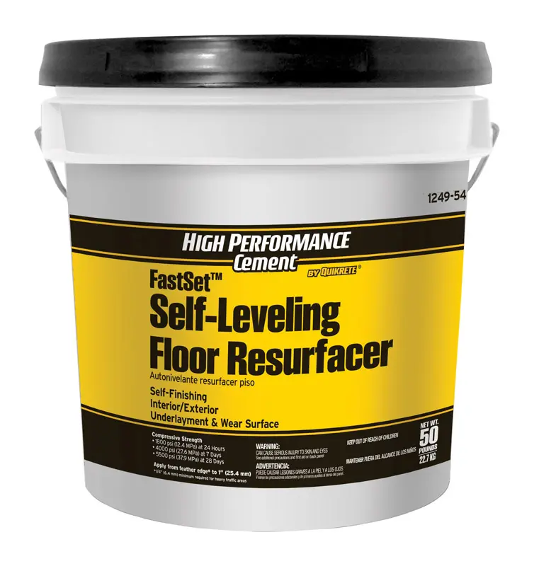 Quikrete 5006293 FastSet Gray Self-Leveling Floor Resurfacer - 50 lbs, for Interior and Exterior Floor Repairs