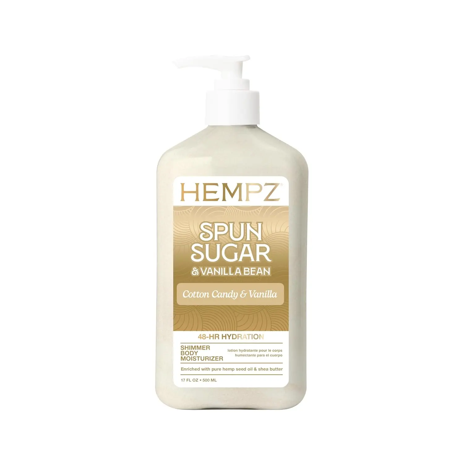 Hempz Scented Body Lotion, Body & Hands, Cotton Candy, 17 fl oz | Spun Sugar & Vanilla Bean, Hydrating Shimmer Moisturizer for Dry Skin