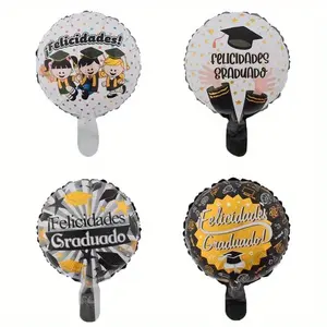 12pcs Spanish 10-Inch Graduation Party Balloons, Party Balloons Decorations, Indoor Decoration, Round Shape, Aluminum Film, Graduation Ceremony Theme Party Setup, Balloon Garland