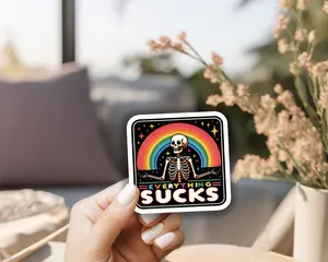 Everything Sucks Waterproof Vinyl Sticker, 3x3"