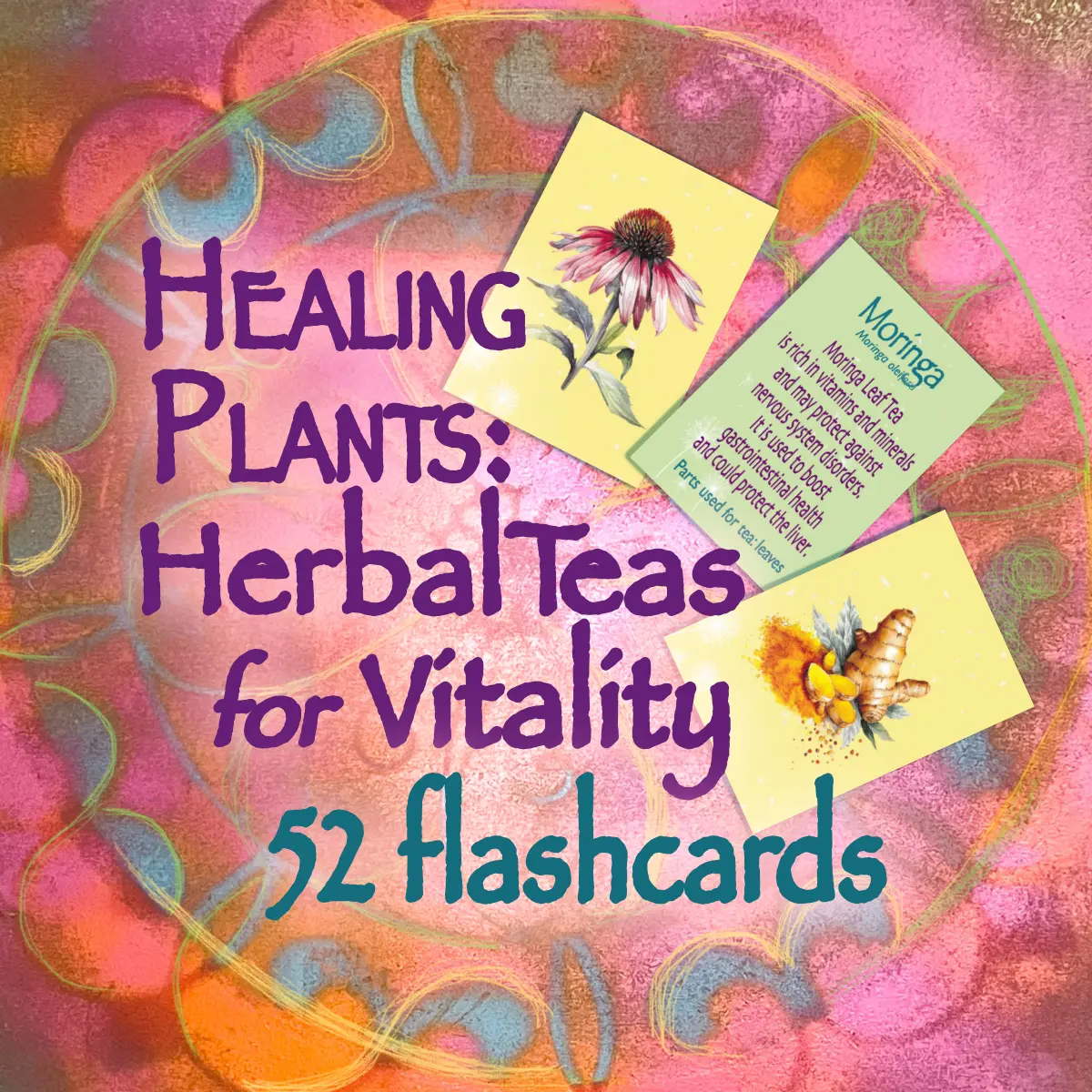 Herbal Tea Flashcards - Healing Plants for Vitality - Apothecary - Brain Games - Flash Cards - Cognitive Aid - Materia Medica - Foraging - Herbal Tea - Mothers Day Gift - Brain Games - Alzheimers Care - Memory Care - Herbal Health - Wholesale - Learning