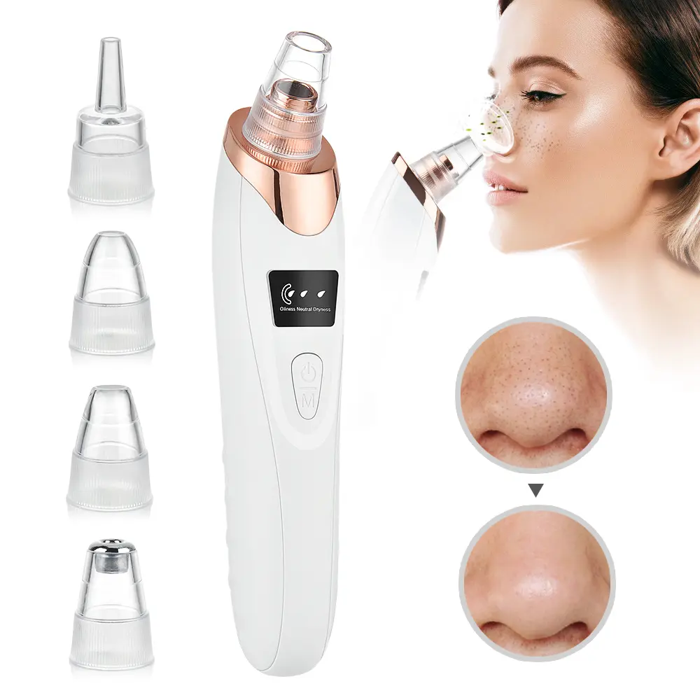 Blackhead Remover Pore Vacuum, USB Rechargeable Facial Tool with 4 Extractor Tips for Effective Pore Cleaning and Skin Care, Pore Vacuum Cleaner