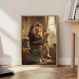 Funny Lion Bathroom Print, Bathroom Funny Poster, Housewarming Toilet Wall Art, Funny Toilet Prints, Funny Animal Art, Unframed