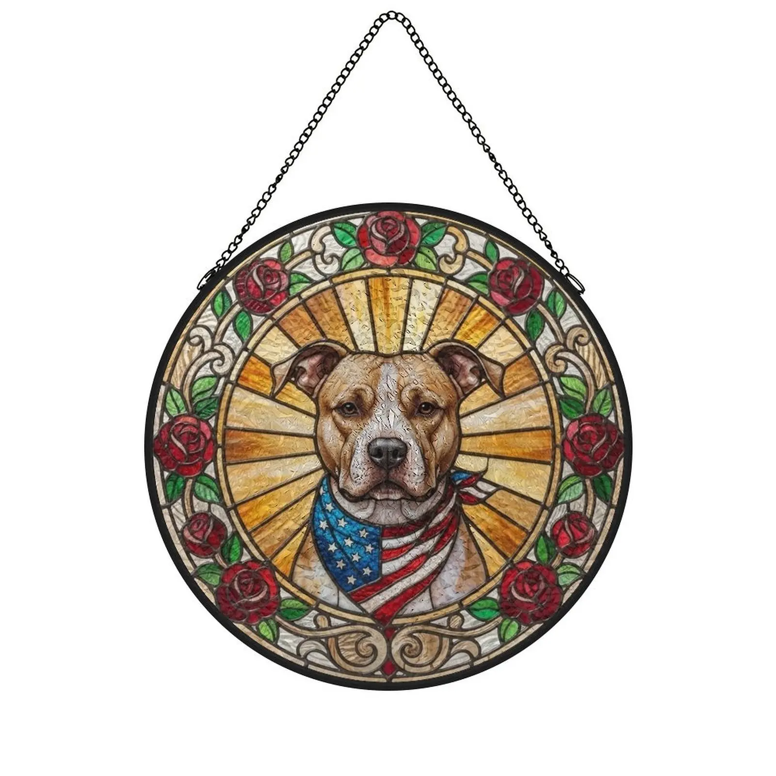 Personalized Dog Portrait Stained Glass Suncatcher Reflective Gear Dog Loss Keepsake, Pet Loss Gift