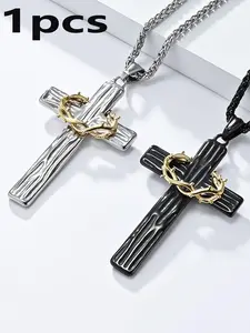 Men's Pendant Necklace, Cross Charm Necklace, Cross Necklaces, Stainless Steel Jewelry for Party, Daily Clothing Decor, Trendy All-match & Exquisite Casual Trendy Jewelry for Birthday Gift