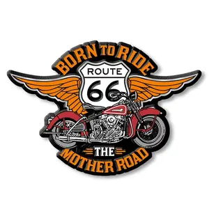 Route 66 Born to Ride Motorcycle Magnet by Classic Magnets, 4.3" x 3"