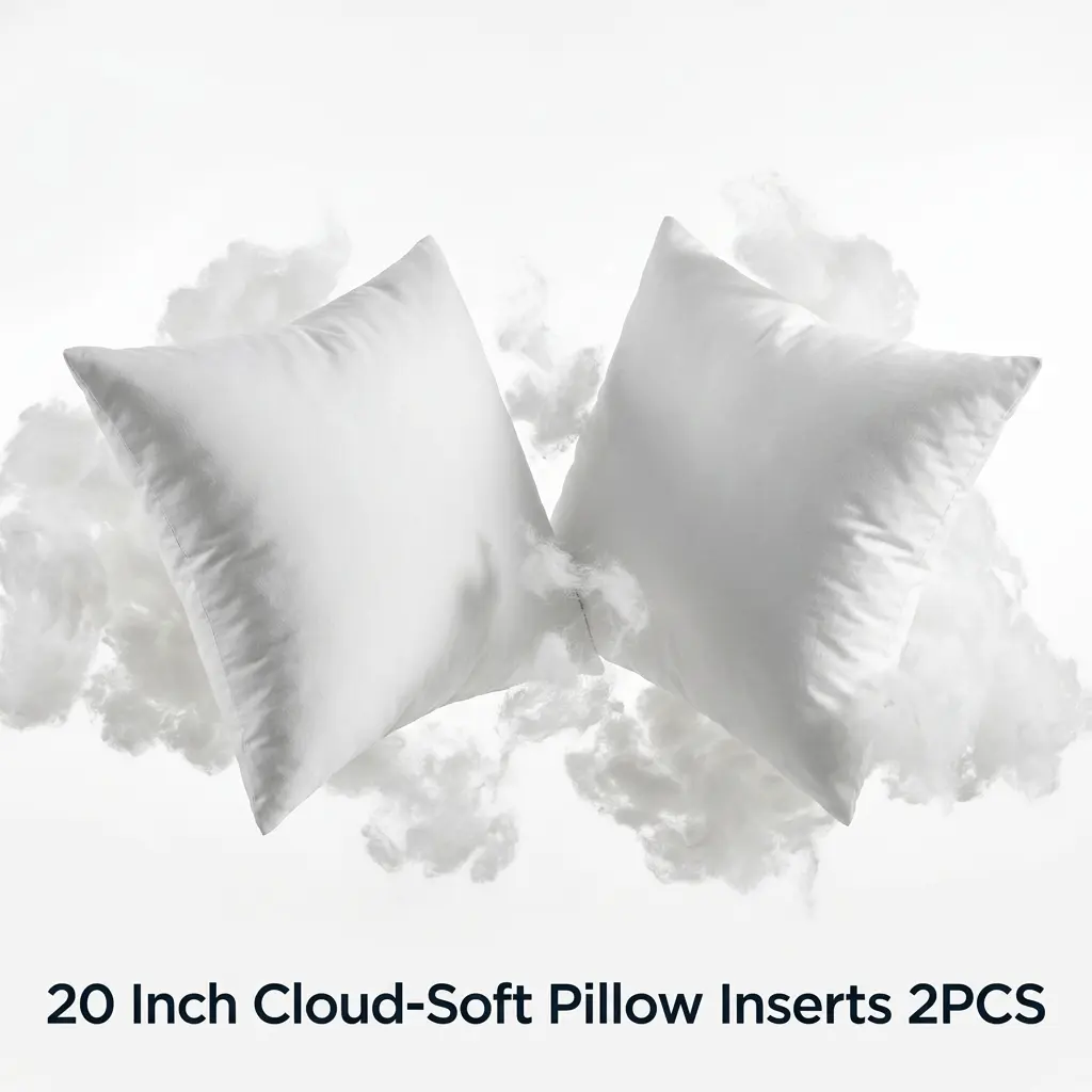 2 Pack Throw Pillow Inserts, 20x20 Inch Square Pillow Inserts with Polyester Fill, Soft Fluffy Decorative Pillow Stuffer for Couch, Bed, Sofa, Chair, Home Decor, Indoor Outdoor