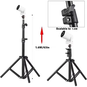 Projector stand, 160cm thickened metal tube, cold rolled tube process, high hardness, 4/1standard screw hole portable floor tripod, foldable tripod, outdoor stand, suitable for projectors, cameras, webcams(Load-bearing 1.5kg) Adjustable Mount Bracket
