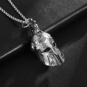 Spartan Warrior Helmet Pendant Necklace | Stainless Steel Greek Mythology Jewelry | Retro Style | A Perfect Gift Choice