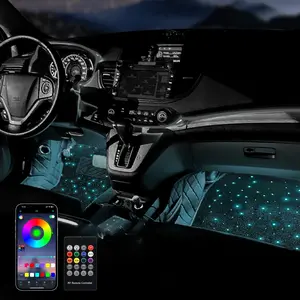 FCCEMC Star Light Car Floor Mats Interior Ambient Lighting LED Galaxy Light Up Car Mats Floor Carpet Starlights For Car Car Accessories