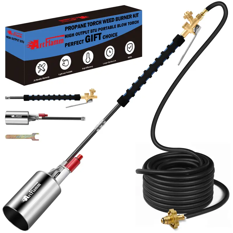 【toolupgrade】ARTFLAMM Springtok Propane Torch Weed Burner Kit, High BTU Blow Torch with 10FT Hose, Garden Torch with Turbo Trigger for Flame Weeding,Roofing #toolupgrade