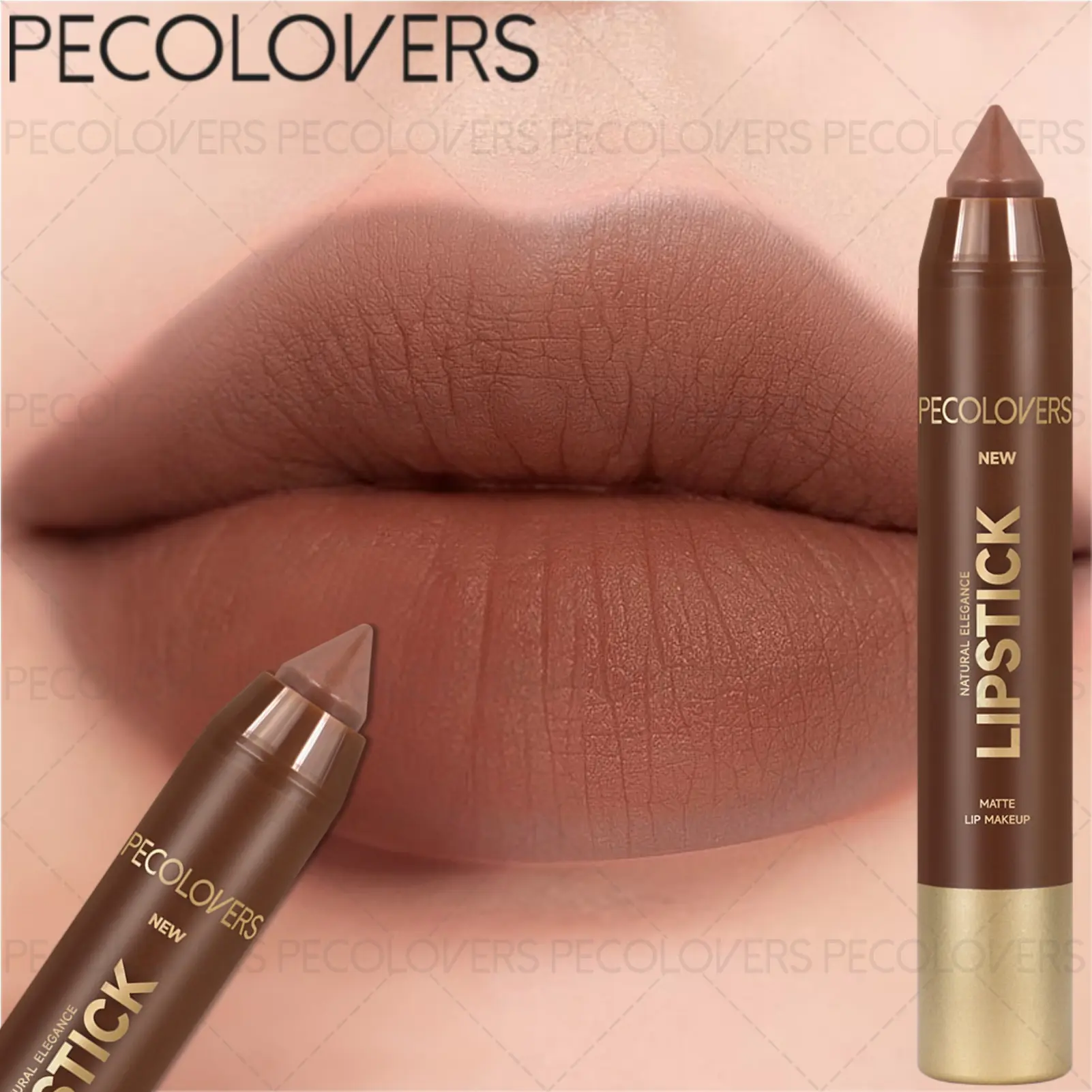 1 Pc Velvet Lipstick Pen, Soft-Texture Lip Crayon, Natural-Looking Lip Color For Students And Daily Wear, Blush Pink And Hazelnut Brown And Warm Nude, Lip Makeup Tool, Lip Tint Balm