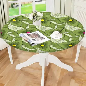 Elegant Elastic Round Tablecloth, Easy Installation & Cleaning, Reusable Multiple Sizes, Indoor Outdoor Use, Holiday Wedding Birthday Decor