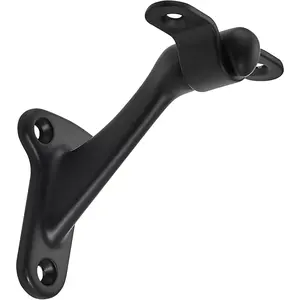 6 Pack 3 Inch Matte Black Hand Rail Bracket Heavy Duty Hardware for Stairways, Home or Office Stair Support Handrail Brackets