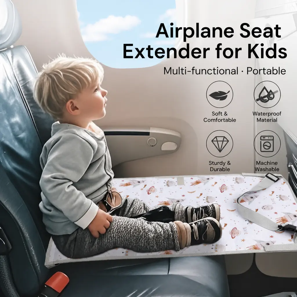 Children’s Airplane Seat Extension Pad, Cartoon Design, Travel Airplane Seat Extender, Hammock, Multifunctional Travel Bed