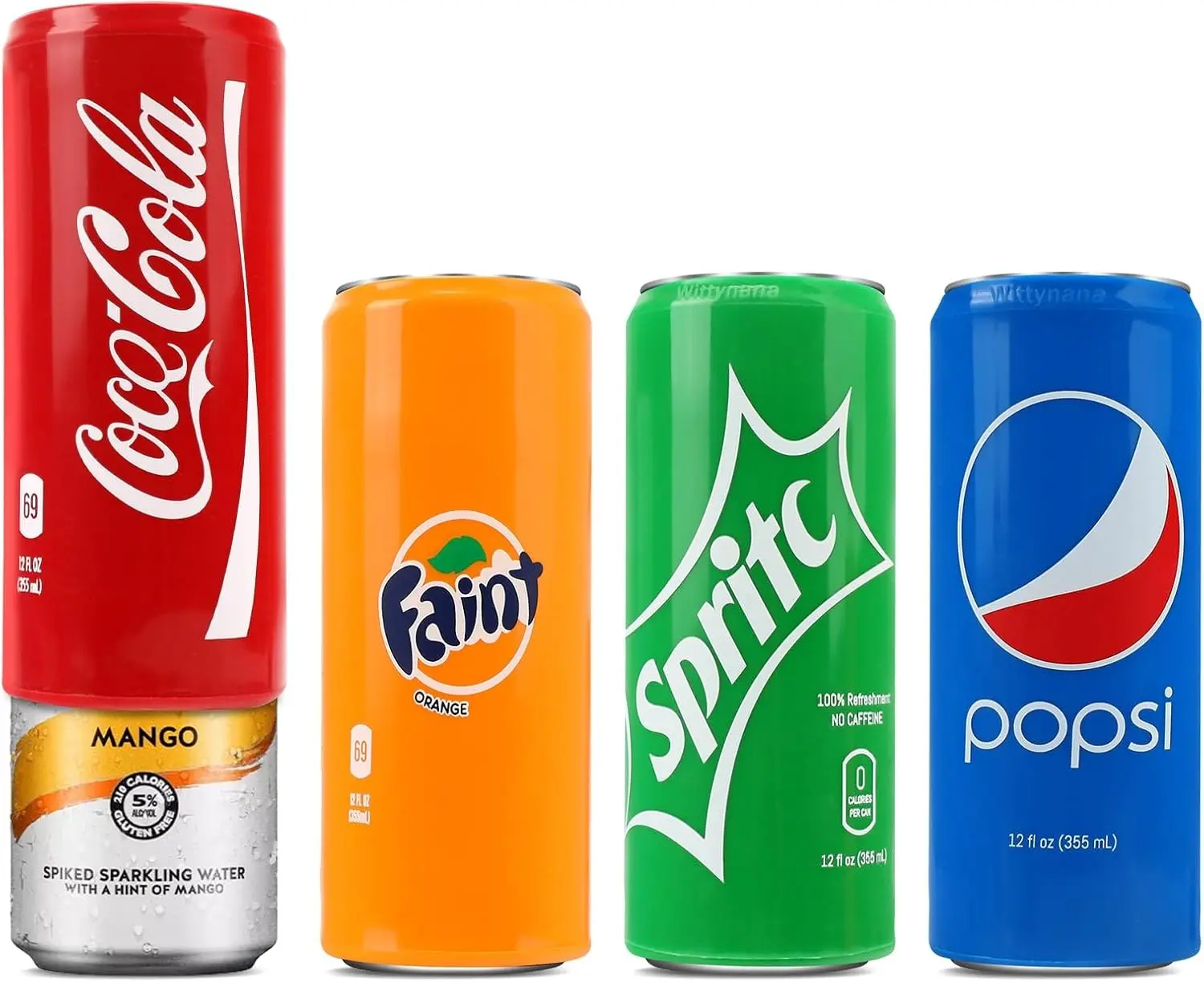 Silicone Can Covers that Look Like Soda for 12 oz Skinny Cans 4-Pack, Reusable Seltzer Beer Cozy Sleeves as Gifts for Outdoor Golf and Parties, Mixed Color